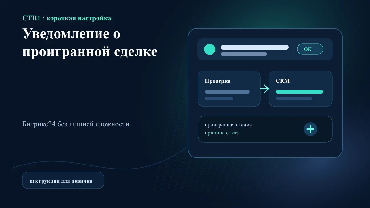 Как настроить уведомление о проигранной сделке в Битрикс24